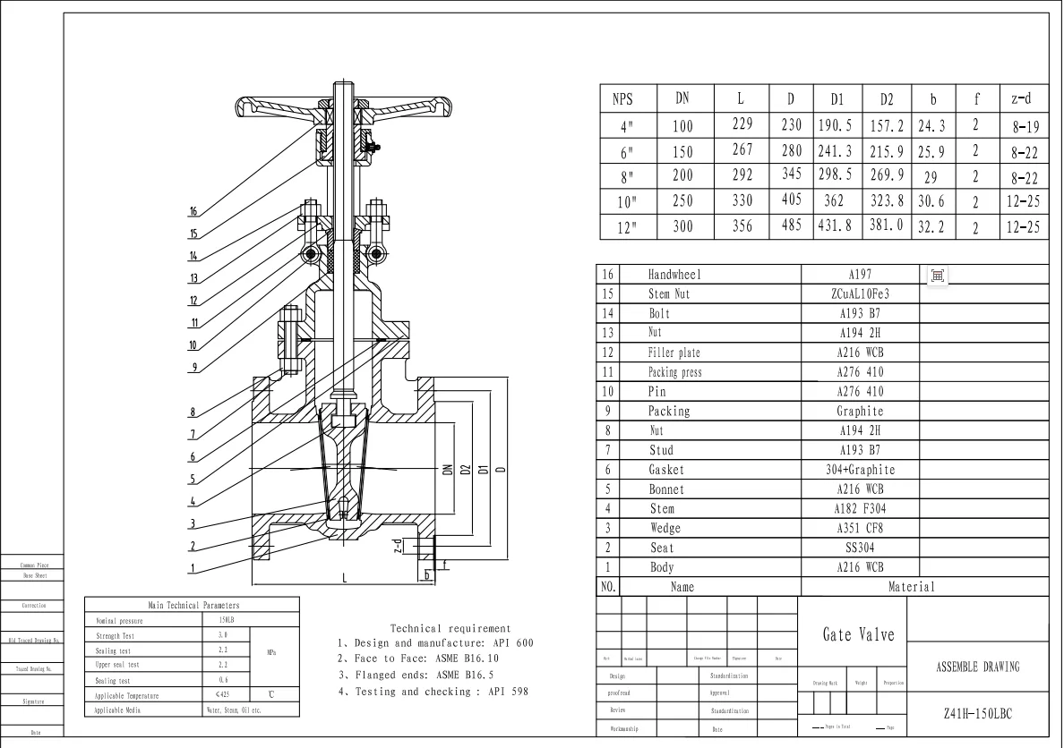 Carbon Steel ANSI Flange Gate Valve